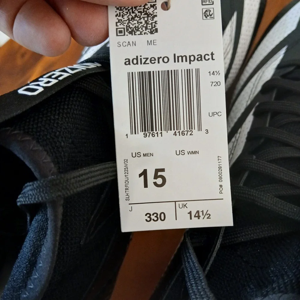 Adidas Adizero Impact Football Cleats Mens 15 Core‎ Black White Mid Top IE1413